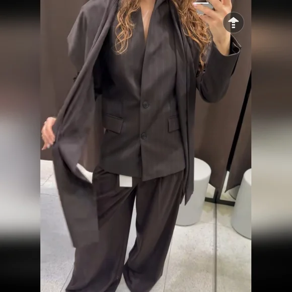 Zara ZW COLLECTION LIMITED EDITION PINSTRIPE BLAZER WITH SC - Picture 9 of 14